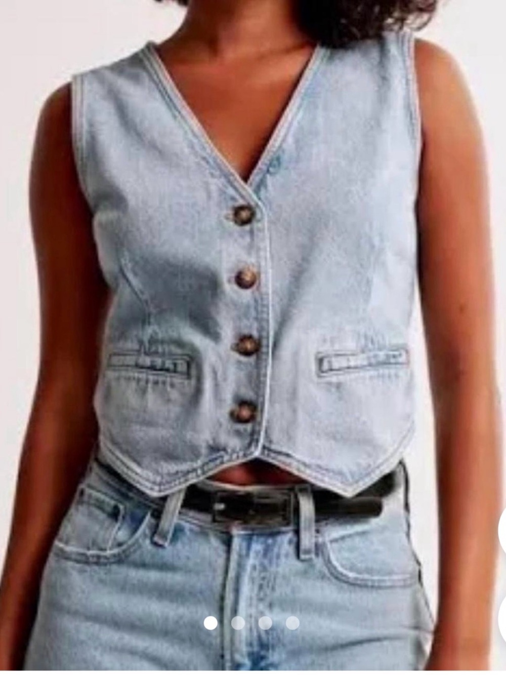 Abercrombie & Fitch Denim Vest XS | Light Wash Button Front Utility Vest - Picture 13 of 13